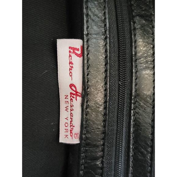 Pietro Alessandro Italian Black Leather Satchel Handbag With Tassels EUC - Picture 3 of 4